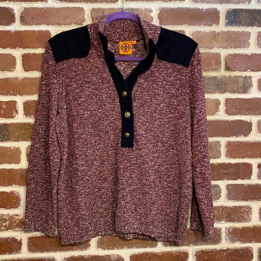 Tory Burch red and white sweater size medium
